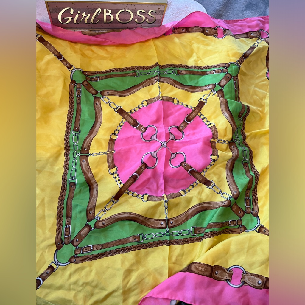 Vintage Ralph Lauren 100% Silk Horsebit Scarf